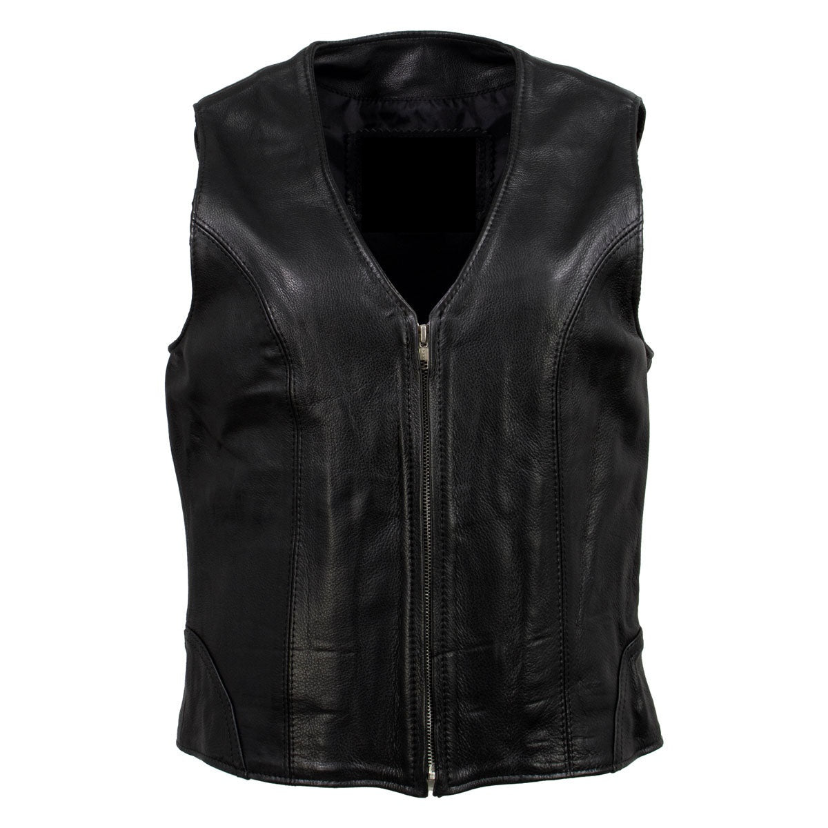 Women's Classic Motorcycle Leather Vest - Real Lambskin Leather Vest for Females, Ladies Biker Vest