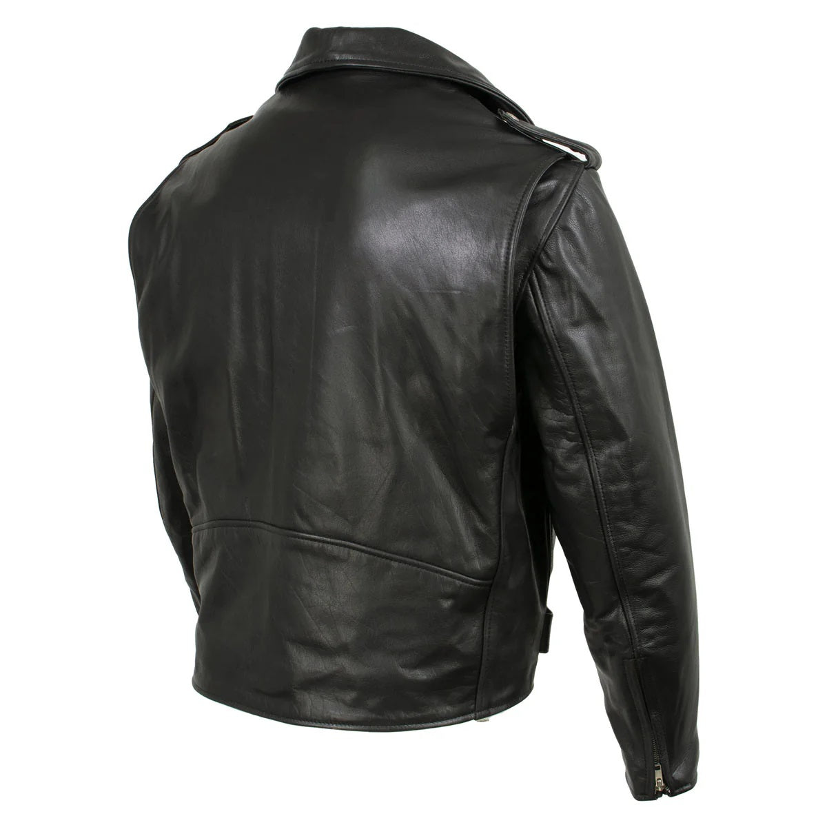 Men's Throwback Motorcycle Premium Leather Jacket - Retro Style Lambskin Leather Jacket - Classic Cafe Racer Biker Jacket