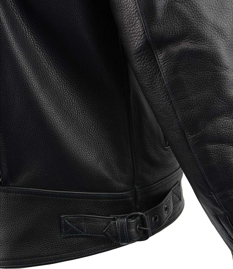 Men's Premium Motorcycle Vented Leather Jacket with Multi-Utility Pockets - Real Lambskin Leather Jacket - Classic Cafe Racer Biker Jacket