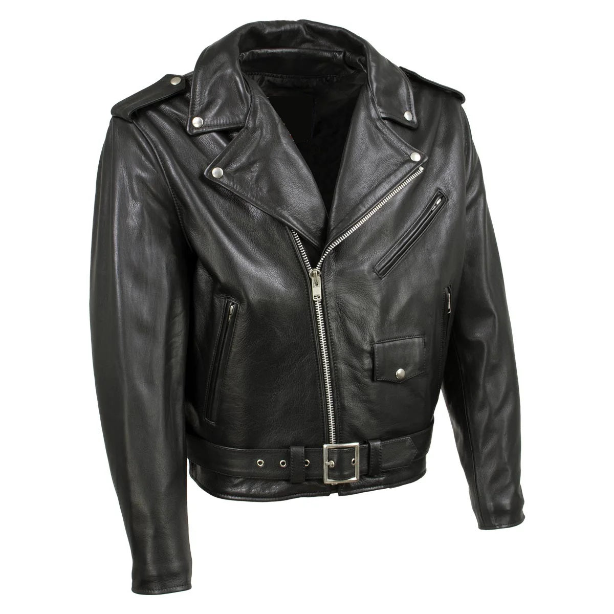 Men's Throwback Motorcycle Premium Leather Jacket - Retro Style Lambskin Leather Jacket - Classic Cafe Racer Biker Jacket