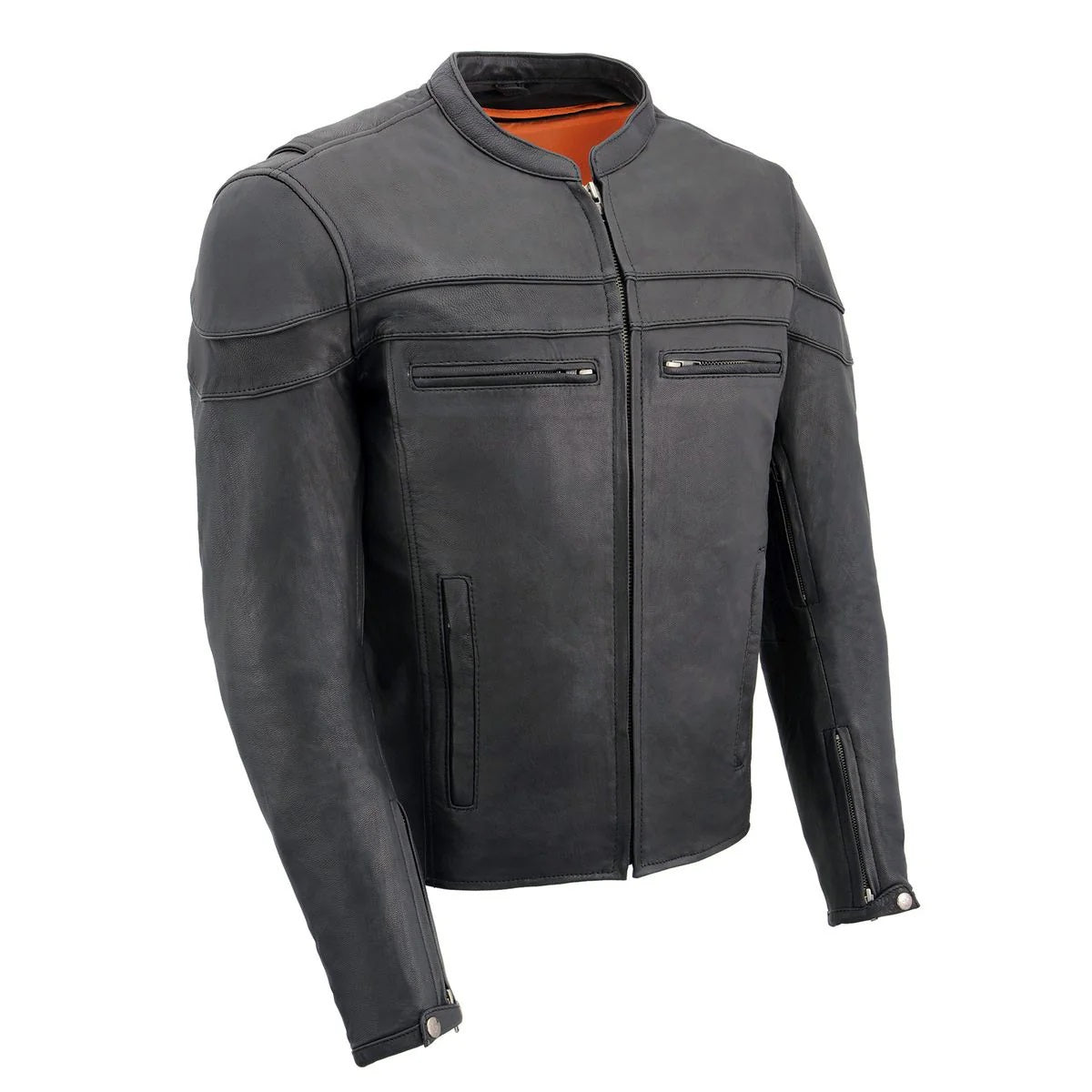 Men's Stay Cool Sporty Motorcycle Premium Leather Jacket - Real Lambskin Leather Jacket - Classic Cafe Racer Biker Jacket