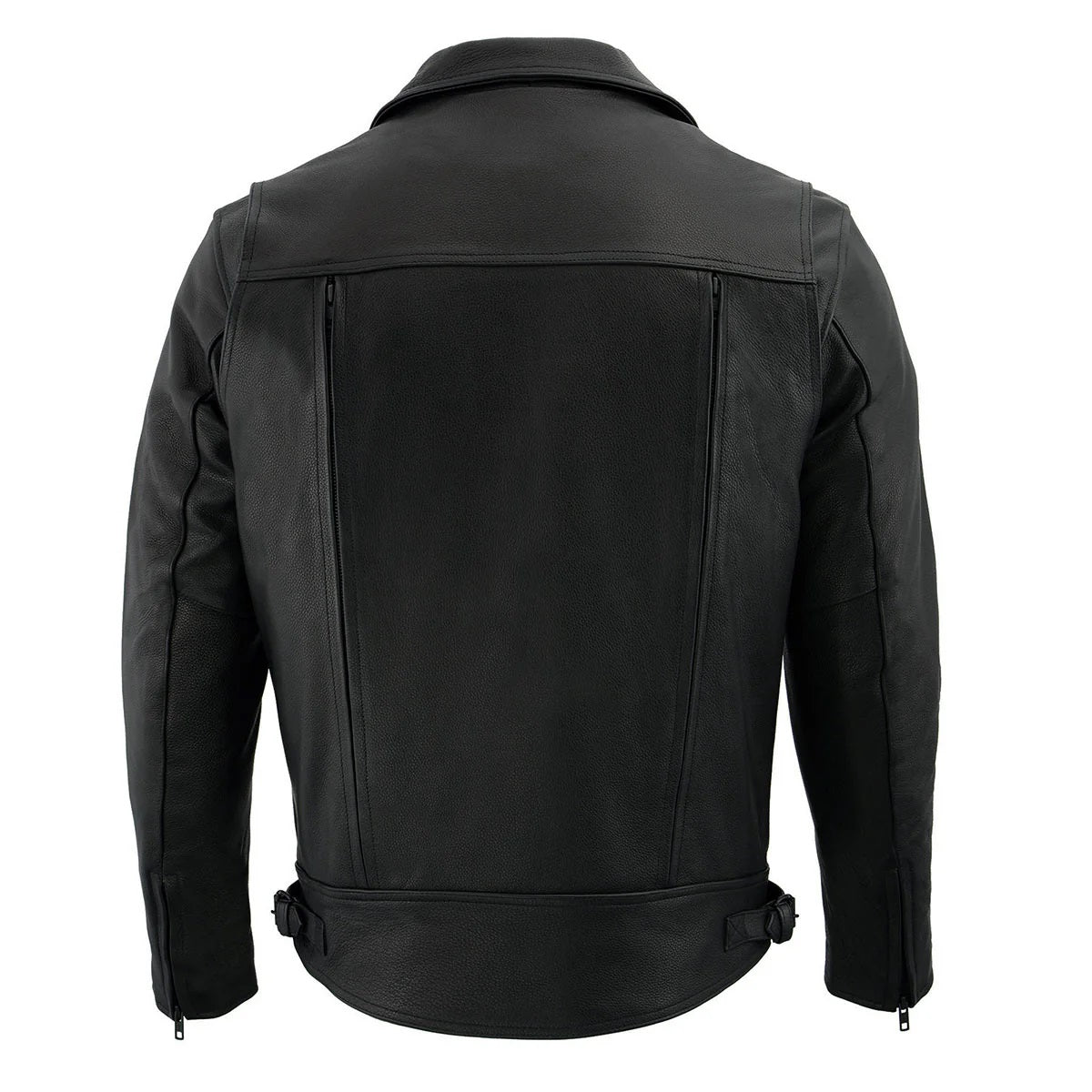 Men's Premium Motorcycle Vented Leather Jacket with Multi-Utility Pockets - Real Lambskin Leather Jacket - Classic Cafe Racer Biker Jacket