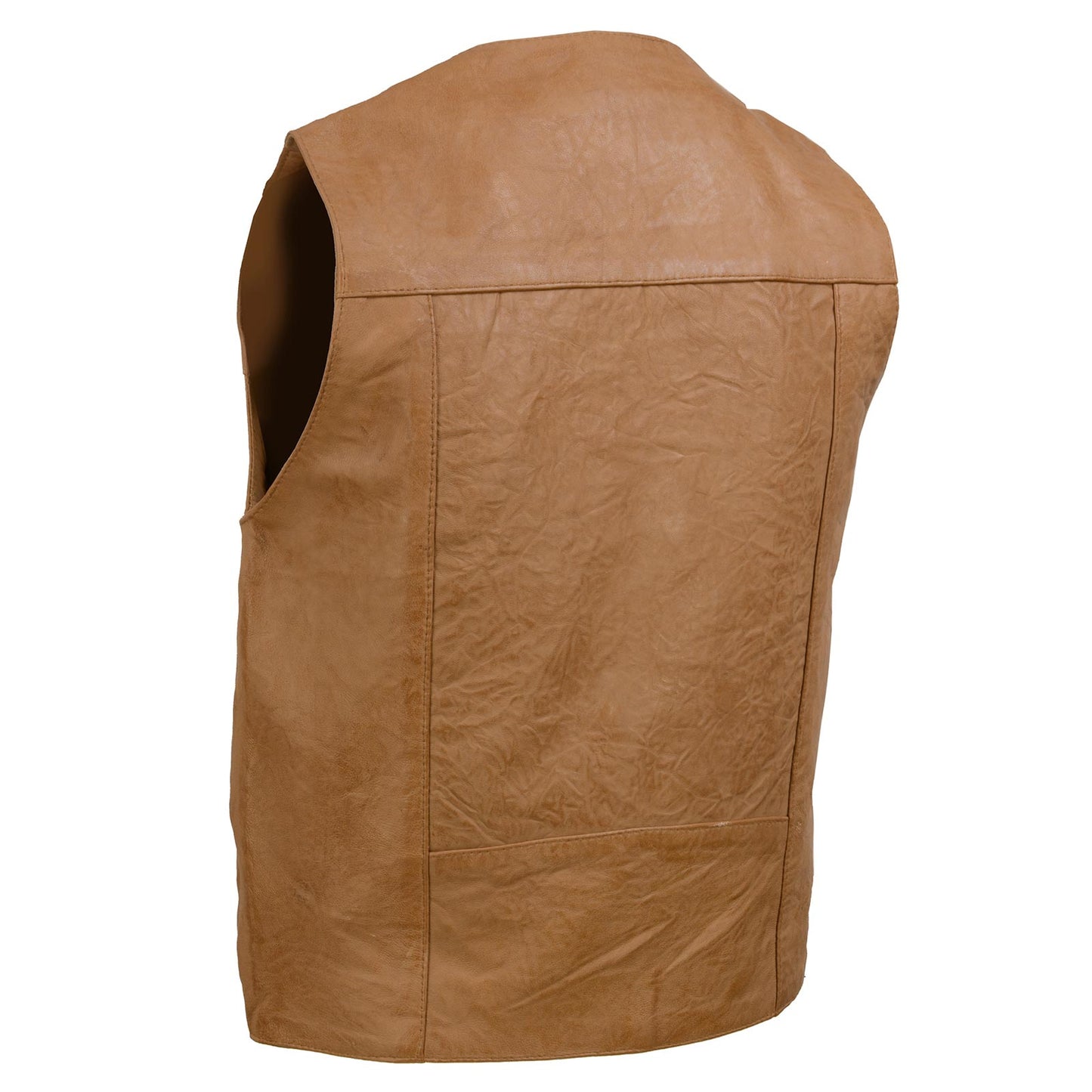 Classic V-Neck Western Style Motorcycle Rider Leather Vest - Men's Real Leather Waistcoat - Stylish Casual Outfit