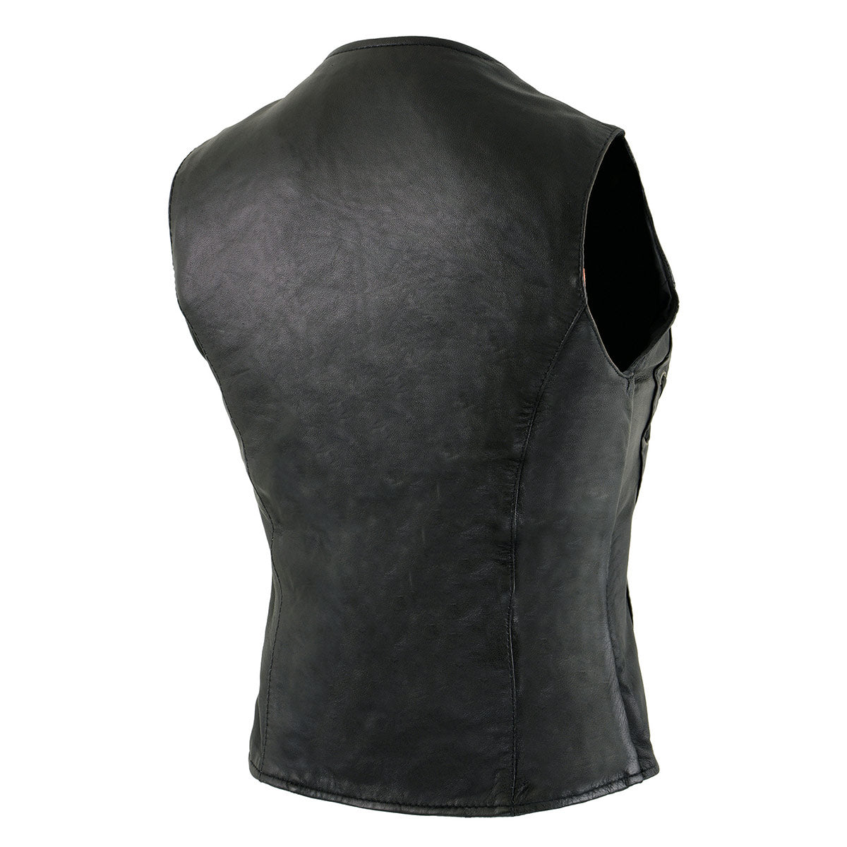 Women's Classic Western Motorcycle Rider Leather Vest with Front Laces - Real Lambskin Leather Vest for Females, Ladies Biker Vest