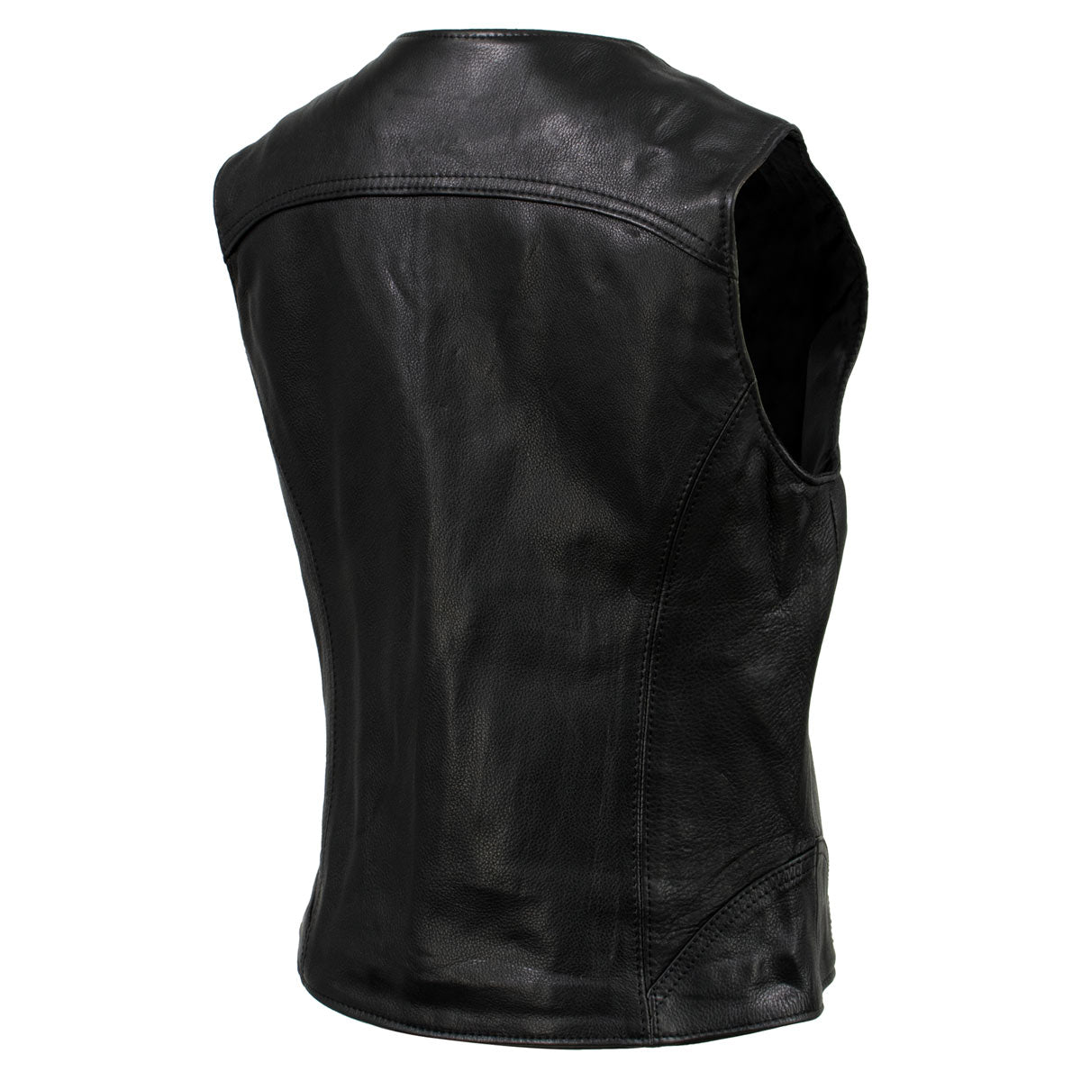 Women's Classic Motorcycle Leather Vest - Real Lambskin Leather Vest for Females, Ladies Biker Vest