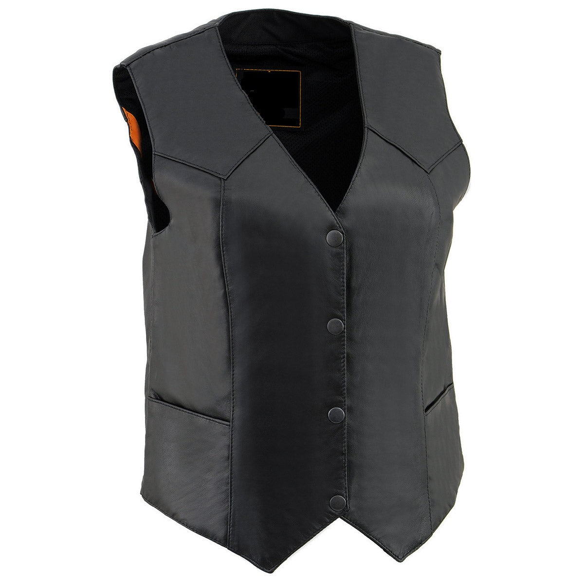 Women's Classic Western Motorcycle Rider Leather Vest - Real Lambskin Leather Vest for Females, Ladies Biker Vest