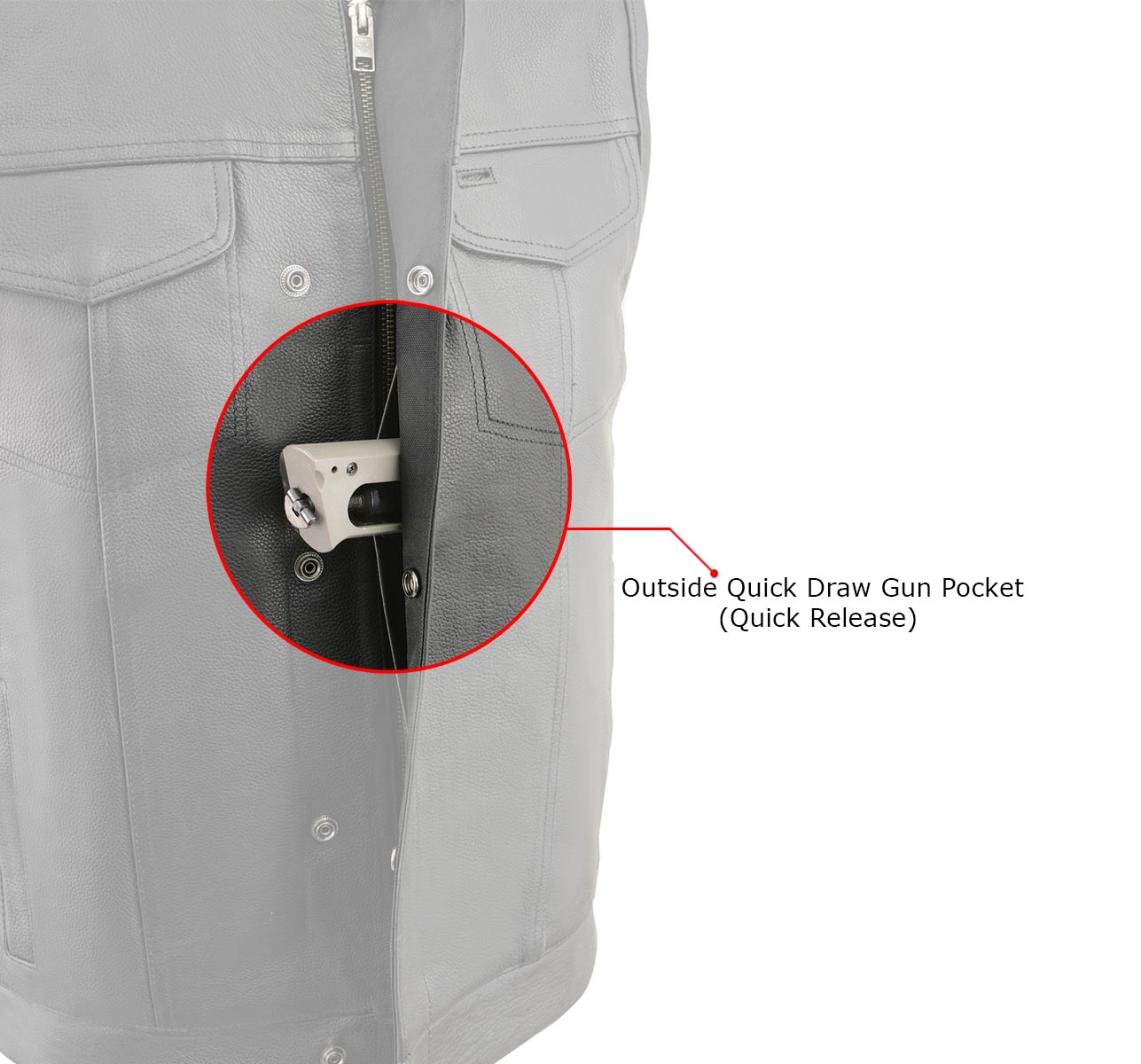 Men's Premium Club Style Leather Vest - Dual Closure Open Neck Motorcycle Vest - Real Leather Biker Vest