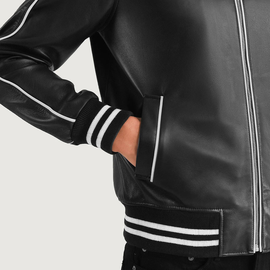 Men’s Semi-Aniline Sheepskin Leather Jacket with Raglan Sleeves