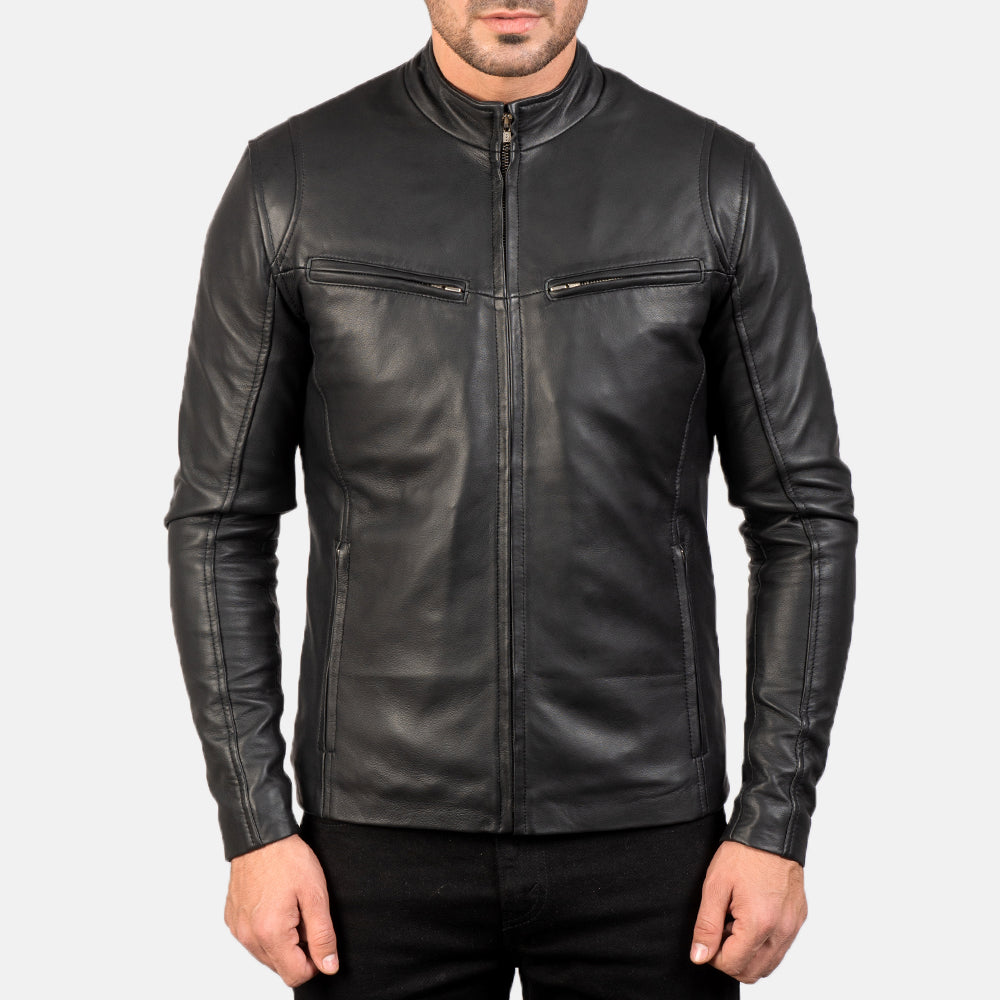 Men's Real Leather Jacket - Classic Biker Style Classic Simple Jacket - Casual Outerwear for All Seasons and Occasions