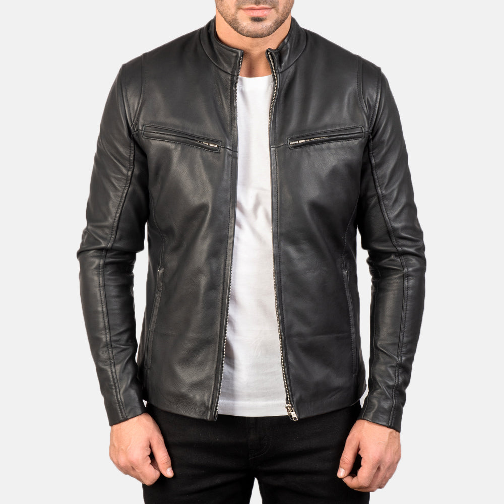 Men's Real Leather Jacket - Classic Biker Style Classic Simple Jacket - Casual Outerwear for All Seasons and Occasions
