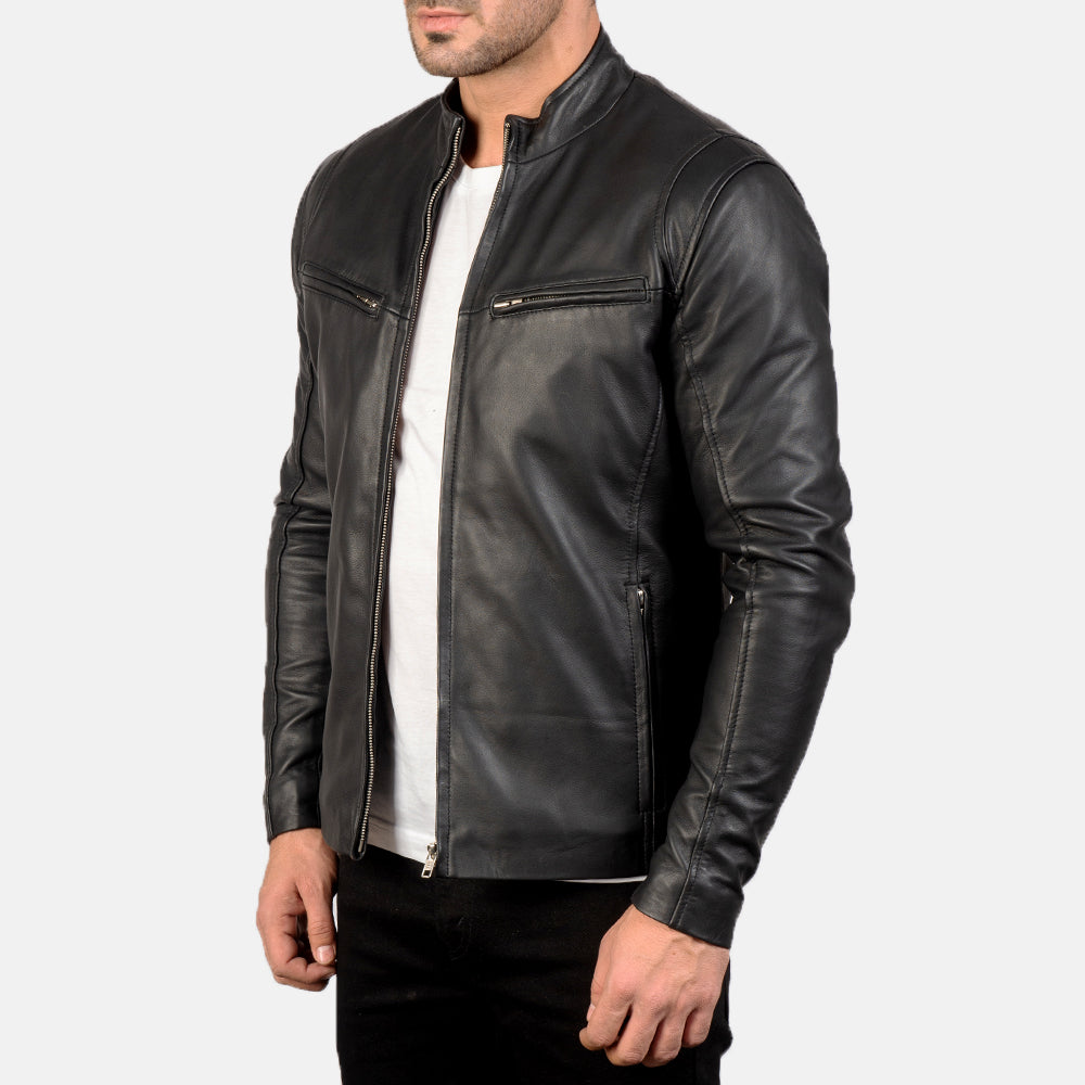 Men's Real Leather Jacket - Classic Biker Style Classic Simple Jacket - Casual Outerwear for All Seasons and Occasions