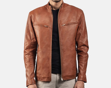 Men's Real Leather Jacket - Classic Biker Style Classic Simple Jacket - Casual Outerwear for All Seasons and Occasions