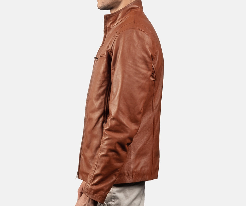Men's Real Leather Jacket - Classic Biker Style Classic Simple Jacket - Casual Outerwear for All Seasons and Occasions
