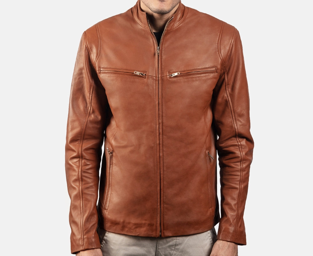 Men's Real Leather Jacket - Classic Biker Style Classic Simple Jacket - Casual Outerwear for All Seasons and Occasions