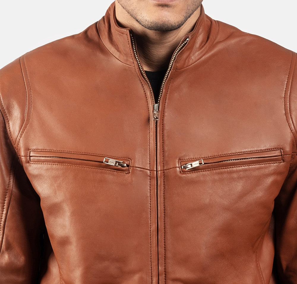Men's Real Leather Jacket - Classic Biker Style Classic Simple Jacket - Casual Outerwear for All Seasons and Occasions