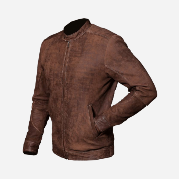 Men's Distressed Vintage Leather Jacket - Genuine Leather Cafe Racer Jacket - Biker Jacket