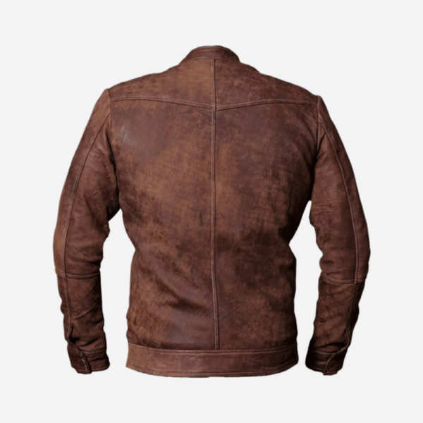 Men's Distressed Vintage Leather Jacket - Genuine Leather Cafe Racer Jacket - Biker Jacket