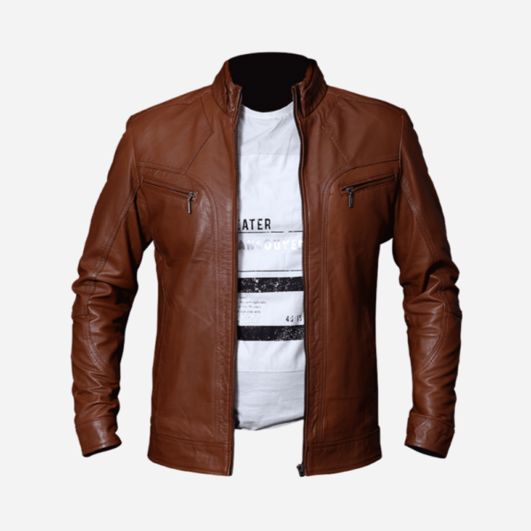 Men's Distressed Vintage Leather Jacket - Genuine Leather Cafe Racer Jacket - Motorcycle Jacket