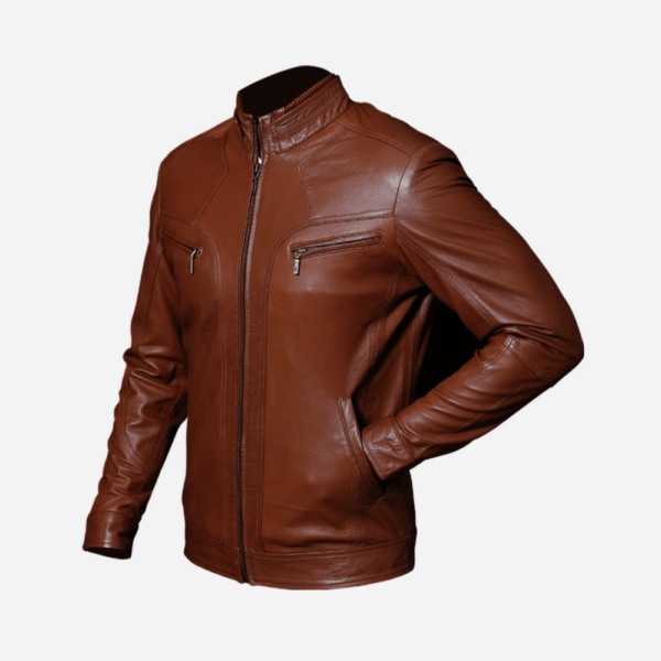 Men's Distressed Vintage Leather Jacket - Genuine Leather Cafe Racer Jacket - Motorcycle Jacket