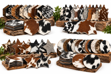 Cowhide Tea Coasters | Real Hair-on-Leather Tea Coasters | Handmade Natural Cow Skin Tea Coasters