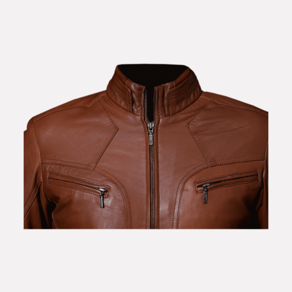 Men's Distressed Vintage Leather Jacket - Genuine Leather Cafe Racer Jacket - Motorcycle Jacket