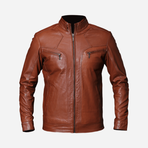 Men's Distressed Vintage Leather Jacket - Genuine Leather Cafe Racer Jacket - Motorcycle Jacket
