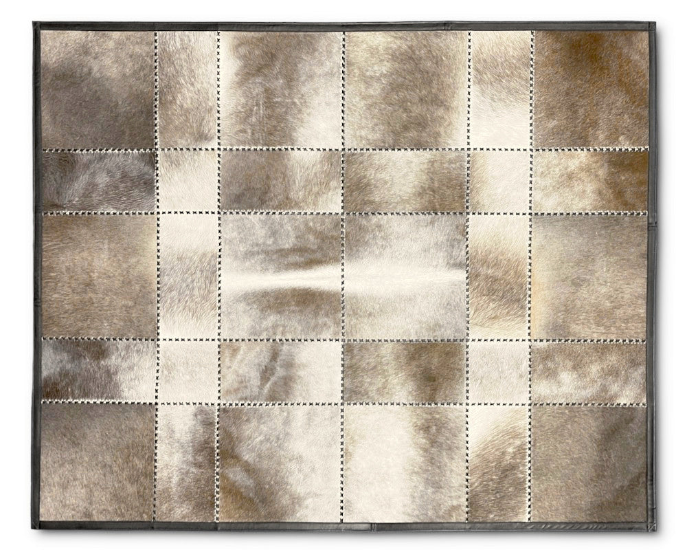 Western Cowhide Rug | Hand-Laced Leather Patchwork Area Rug