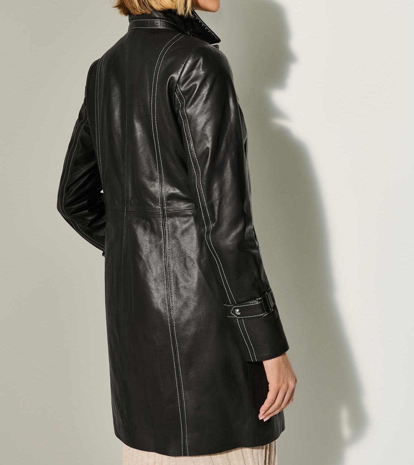 Women's Genuine Leather Long Coat - Leather Trench for Girls - Luxury Leather Duster Coat