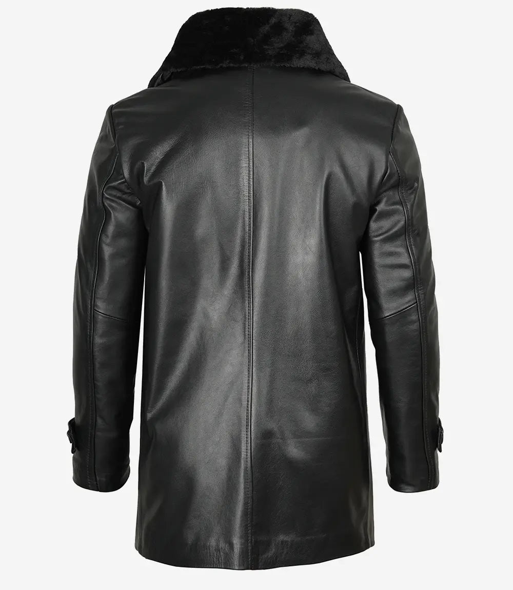 Men's Leather Winter Coat - Classic Style, Genuine Leather, Casual Outerwear