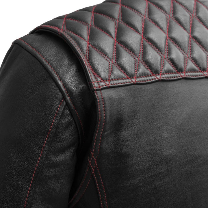 Men's Biker Leather Jacket - Genuine Full Grain Leather Cafe Racer Jacket - Motorcycle Jacket