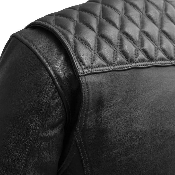 Men's Biker Leather Jacket - Genuine Full Grain Leather Cafe Racer Jacket - Motorcycle Jacket