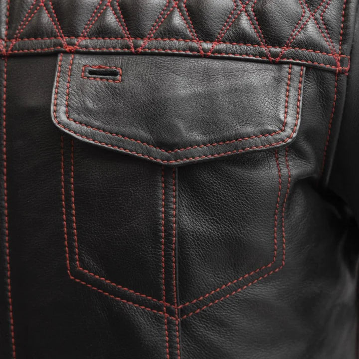 Men's Biker Leather Jacket - Genuine Full Grain Leather Cafe Racer Jacket - Motorcycle Jacket