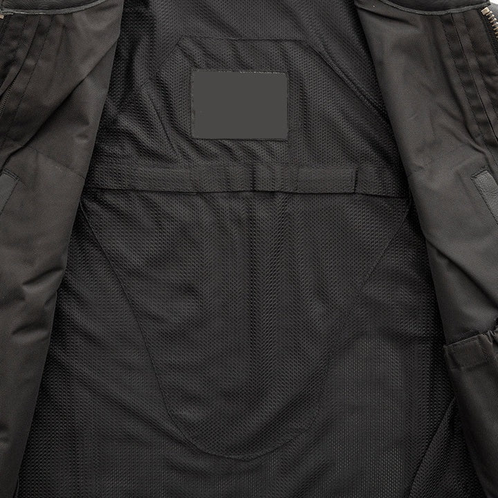Men's Black Motorcycle Club Style Leather Vest - Western Style Biker Vest - Real Leather Waistcoat