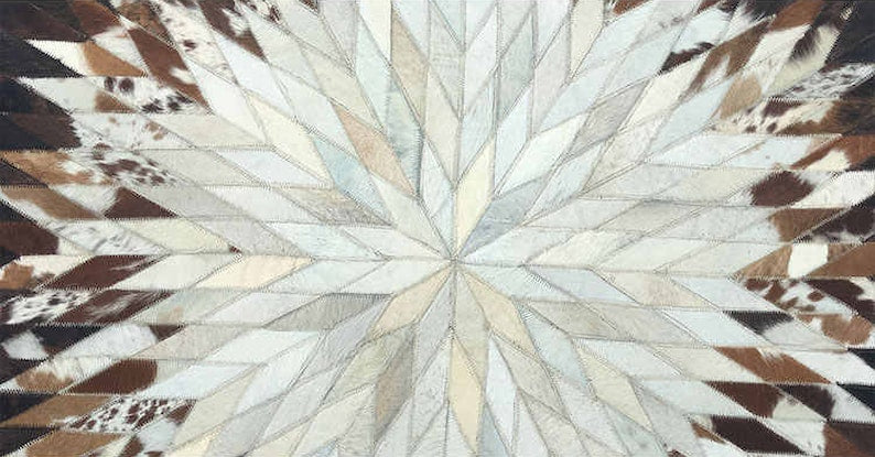 HANDMADE 100% Natural COWHIDE RUG | Patchwork Cowhide Area Rug | Hair on Leather Cowhide Carpet | PR95B