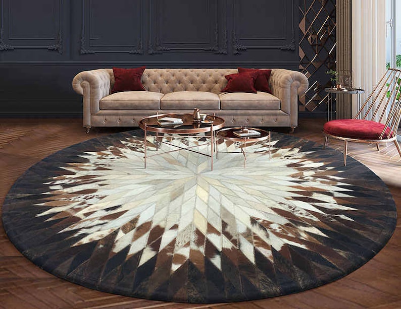 HANDMADE 100% Natural COWHIDE RUG | Patchwork Cowhide Area Rug | Hair on Leather Cowhide Carpet | PR95B