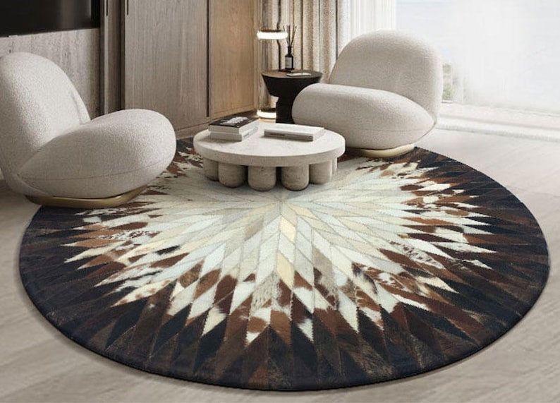 HANDMADE 100% Natural COWHIDE RUG | Patchwork Cowhide Area Rug | Hair on Leather Cowhide Carpet | PR95B
