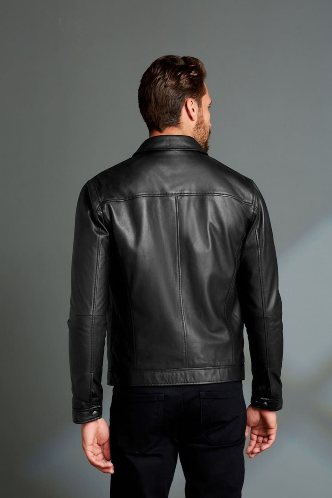 Real Lambskin Leather Jacket  | Handmade 90's Style Rider Leather Jacket | Genuine Sheepskin Black Leather Jacket |