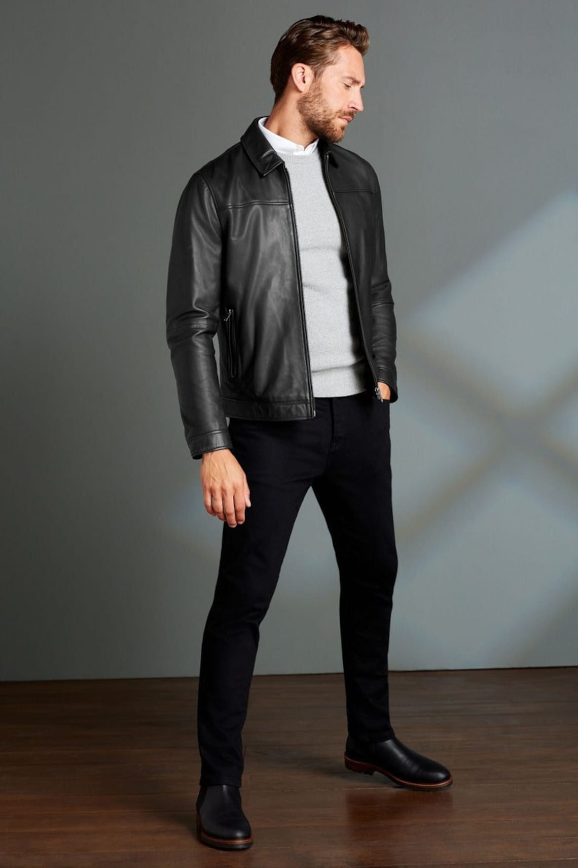 Real Lambskin Leather Jacket  | Handmade 90's Style Rider Leather Jacket | Genuine Sheepskin Black Leather Jacket |
