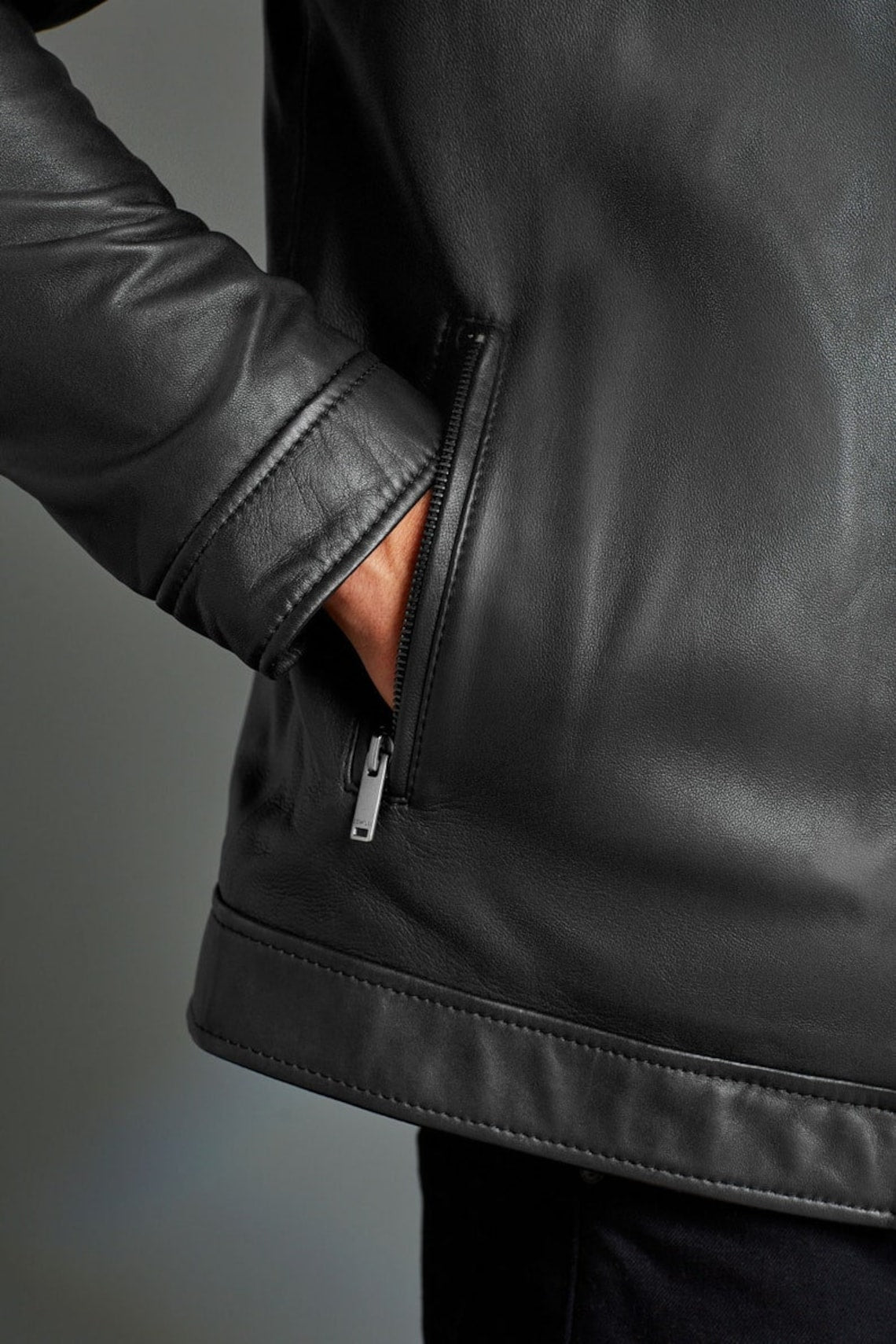 Real Lambskin Leather Jacket  | Handmade 90's Style Rider Leather Jacket | Genuine Sheepskin Black Leather Jacket |