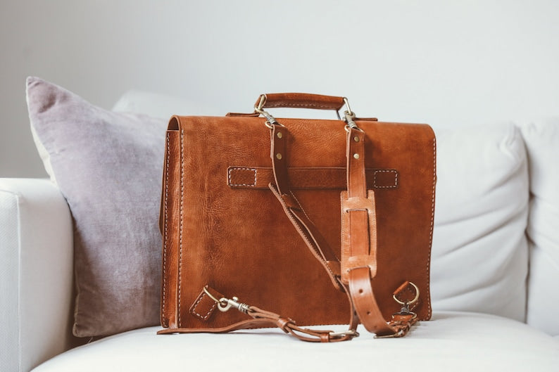 Handmade Real Leather Laptop/Office Briefcase Bag – Functional & Stylish