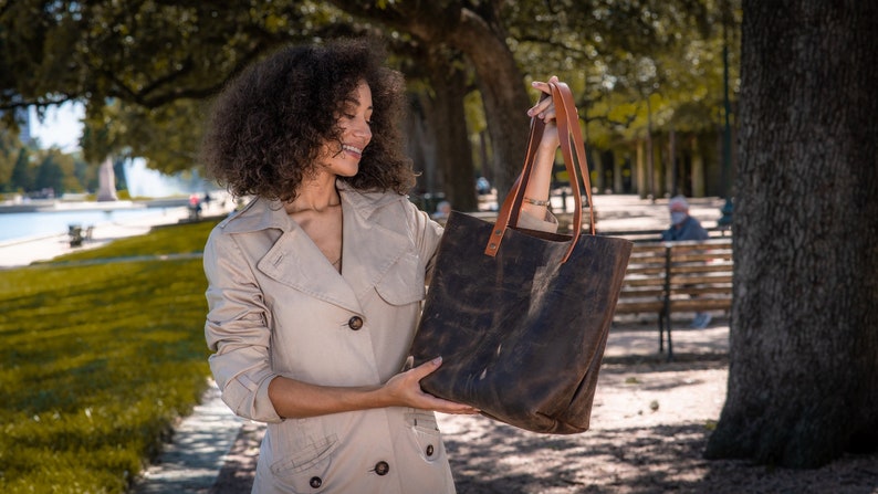 Handcrafted Leather Tote – Work & Laptop Bag, Personalized Shoulder Bag, Great Gift Idea