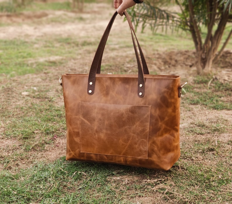 Classic Leather Tote for Women – Handbag, Purse, Work Bag, Gift for Wife or Girlfriend