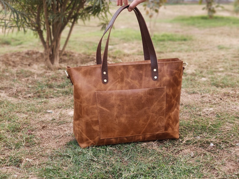 Classic Leather Tote for Women – Handbag, Purse, Work Bag, Gift for Wife or Girlfriend