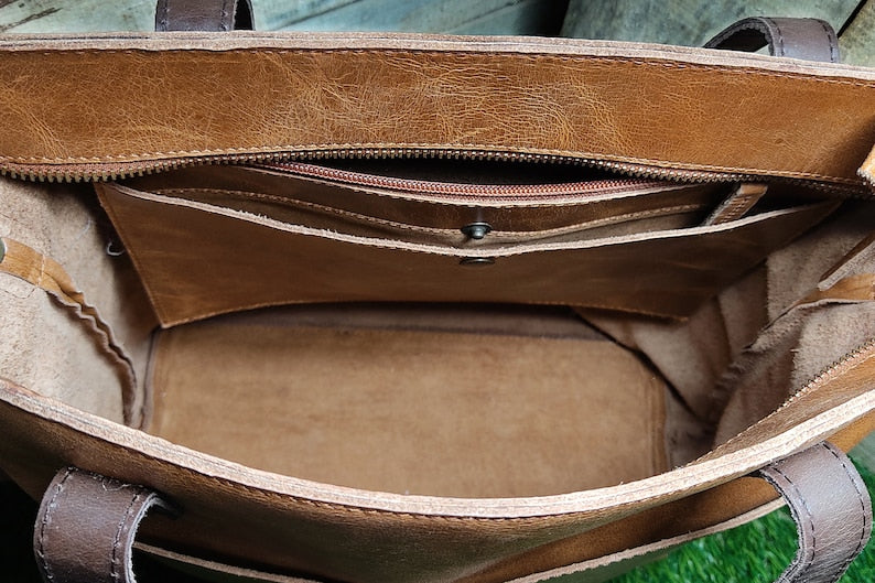 Classic Leather Tote for Women – Handbag, Purse, Work Bag, Gift for Wife or Girlfriend