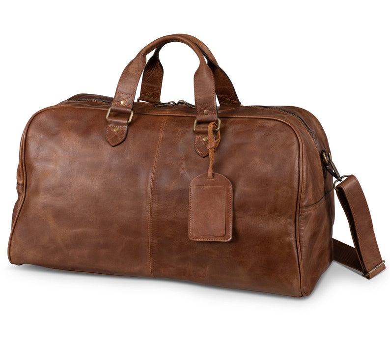 Leather Travel Duffel Bag – 100% Real Leather Weekender, Carry-On Luggage for Men & Women