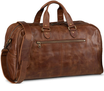 Leather Travel Duffel Bag – 100% Real Leather Weekender, Carry-On Luggage for Men & Women