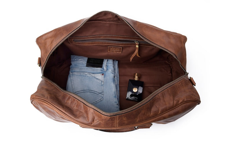 Leather Travel Duffel Bag – 100% Real Leather Weekender, Carry-On Luggage for Men & Women