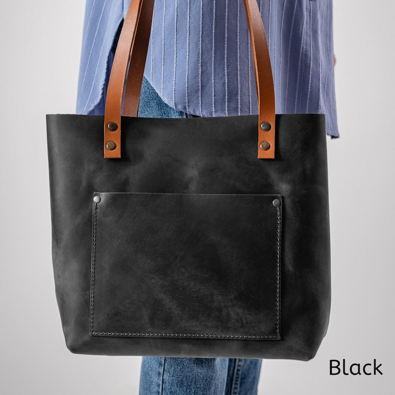 Handcrafted Leather Tote – Work & Laptop Bag, Personalized Shoulder Bag, Great Gift Idea