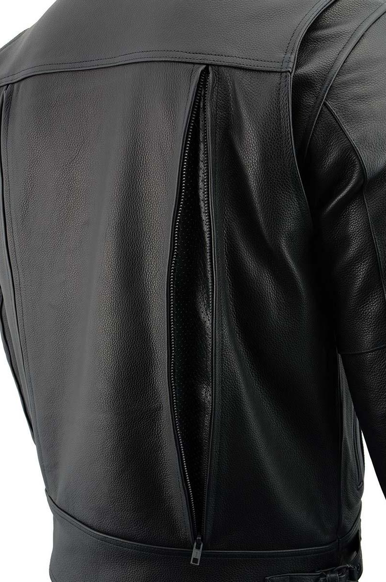 Men's Premium Motorcycle Vented Leather Jacket with Multi-Utility Pockets - Real Lambskin Leather Jacket - Classic Cafe Racer Biker Jacket