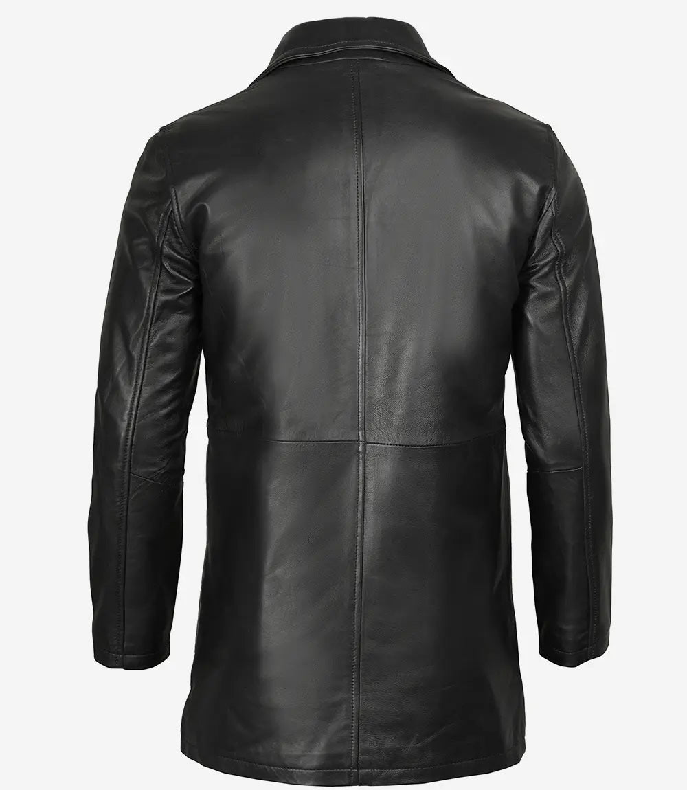 Men's Leather Winter Coat - Classic Biker Style, Genuine Leather, Casual Outerwear